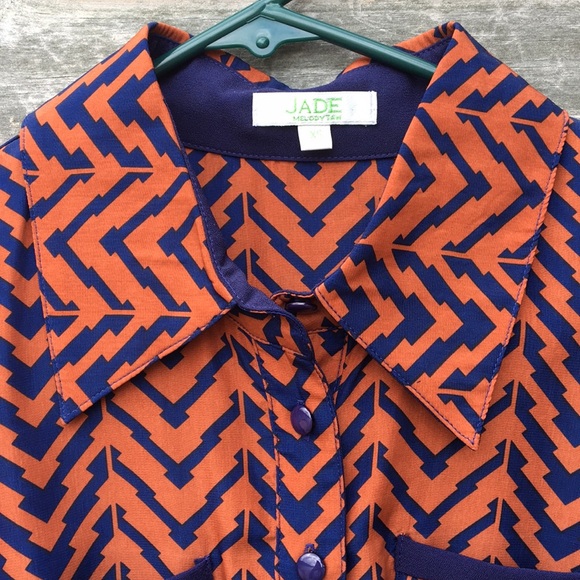 Rust and blue dress - Picture 2 of 6